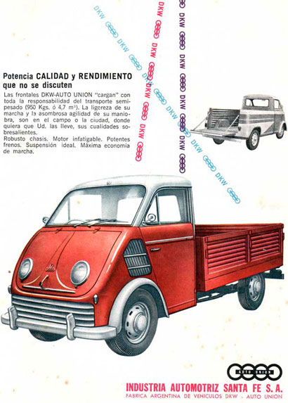 DKW Auto Unión Frontal Plataforma y Doble Cabina